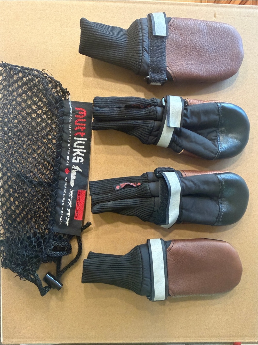 Muttluks Original Fleece-Lined Dog Boots — Size Large (Set of 4)